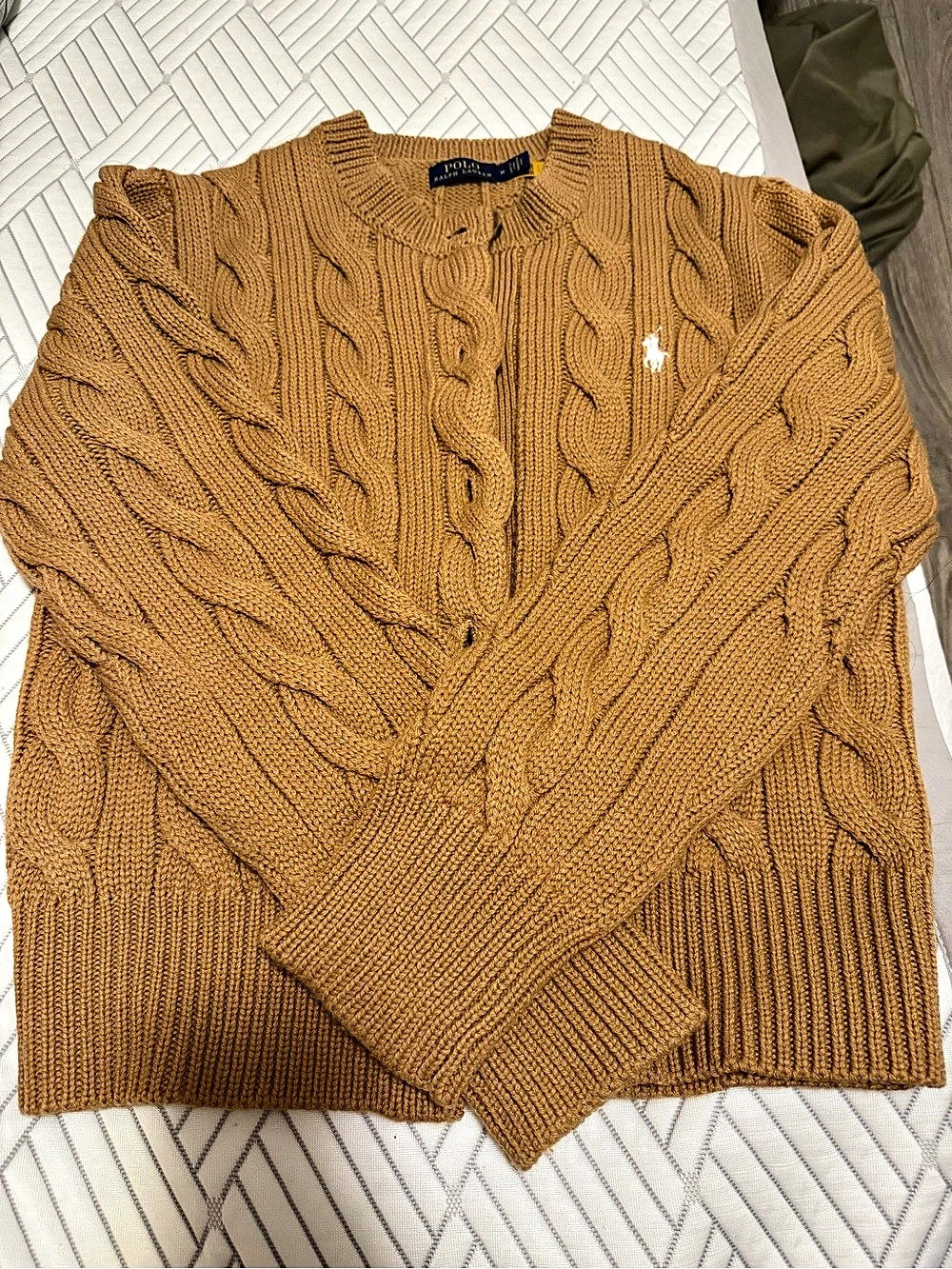 Polo Ralph Lauren Cable-Knit Wool-Cashmere Cardigan Brown Medium